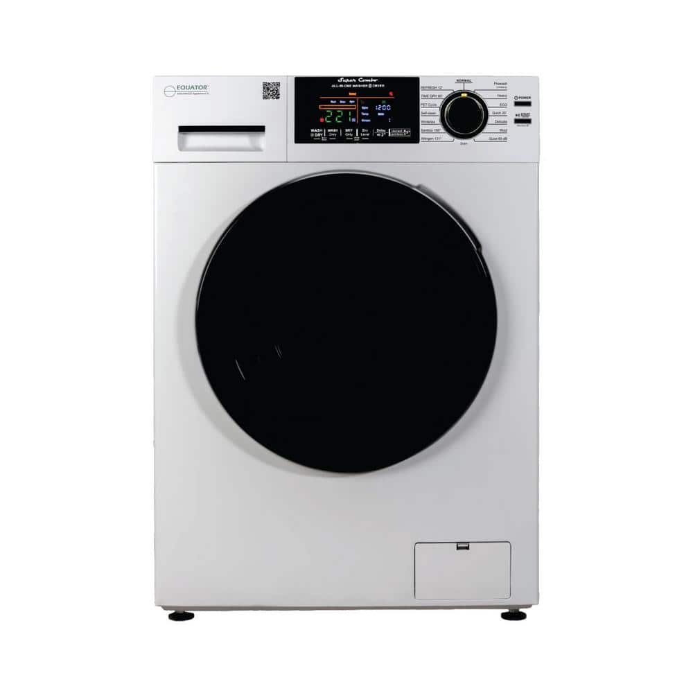 EQUATOR ADVANCED Appliances 1.62 cu.ft. Pet Compact 110V Vented/Ventless 15 lbs Sani Washer Dryer Combo 1400 RPM in White