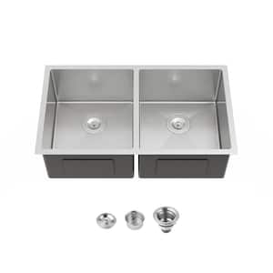Moen GS20214B 2000 Series 31.25" Undermount Double Bowl Stainless Steel Kitchen Sink – 20 Gauge, Rear Drain, SoundSHIELD Noise Reduction
