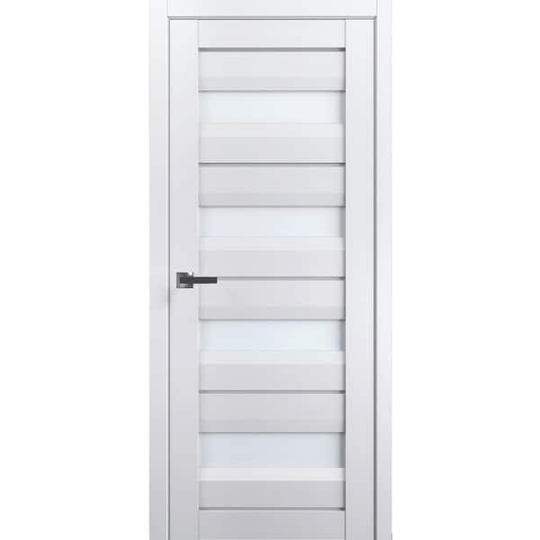 Sartodoors 7455 18 in. x 80 in. Right-Hand/Inswing Solid Frosted Glass White Single Prehung Interior Door with Hardware