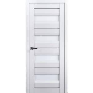 7455 32 in. x 84 in. Right-Hand/Inswing Solid Frosted Glass White Single Prehung Interior Door with Hardware