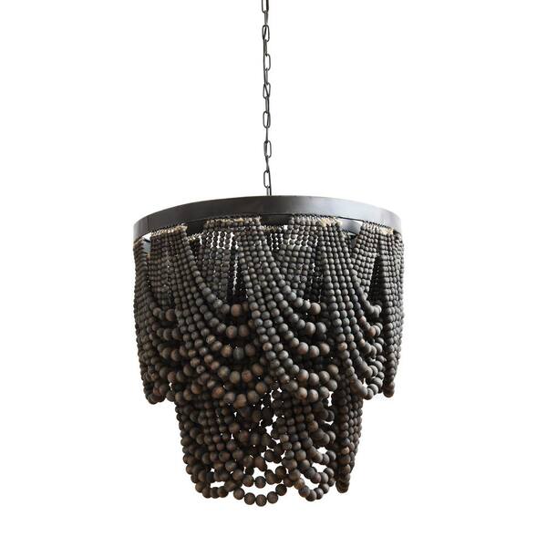 Black and beige necklace with four tiers of ceramic beads and wooden bars Brand new.