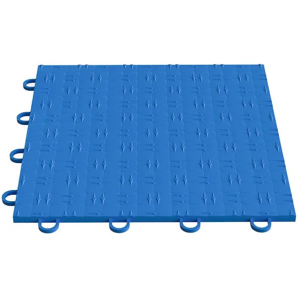 SKYSHALO Garage Floor 12 in. x 12 in x 0.5 in. Durable Interlocking Non Slip Diamond Tiles Support 55,000 lbs. Blue(50 sq.ft.)