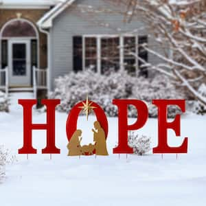 32 in. H Lighted Metal HOPE Yard Stake or Standing Decor or Wall Decor (KD, 3 Function)