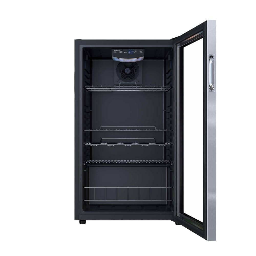 Stainless Steel 105-Can Beverage Cooler with Reversible Glass Door