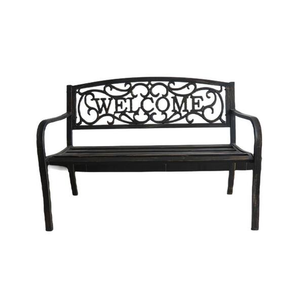 HI-LINE GIFT LTD. GARDEN BENCH - BZ COLOR - WELCOME BACKREST 50 INCH ...