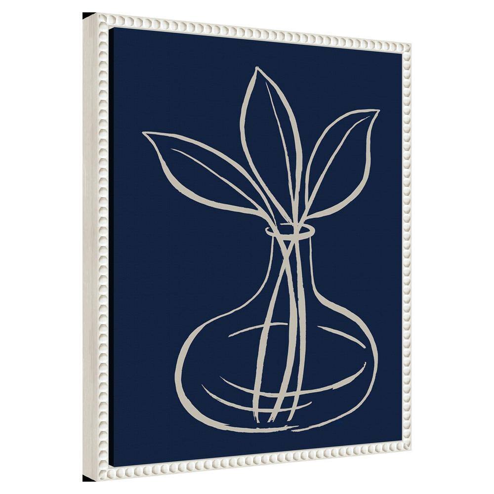 Navy and White Canvas Art with Sylvie Beaded Frame, 16 x 20 in.
