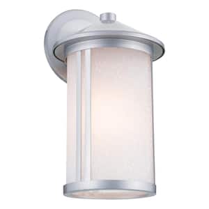 Lombard 16.5 in. 1-Light Brushed Aluminum Outdoor Hardwired Wall Lantern Sconce with No Bulbs Included (1-Pack)