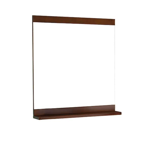 Bellaterra Home Aster 32 in. W x 33 in. H Framed Rectangular Bathroom Vanity Mirror in BROWN