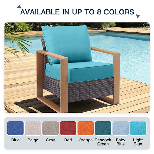 PlushCore 22 in. x 24 in. x 6 in. 2-Piece Deep Seating Outdoor Dining Chair Thick Cushion Set in Light Blue (1-Set)