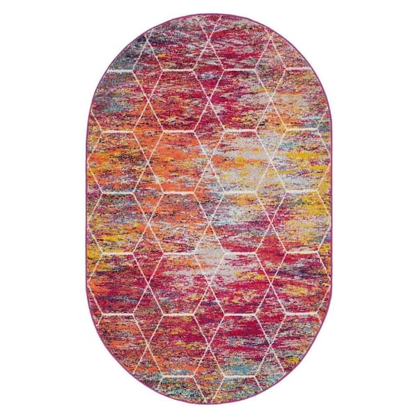 Trellis Frieze Geometric Multi 5 ft. x 8 ft. Area Rug