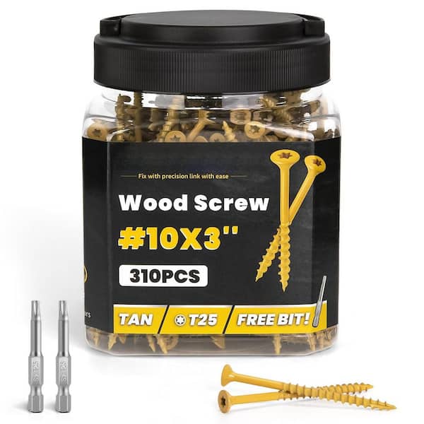 Wood Screws 3 in. Epoxy Coated Rust Resistant Outdoor Decking Screws T25 Star Bit 310-Pack