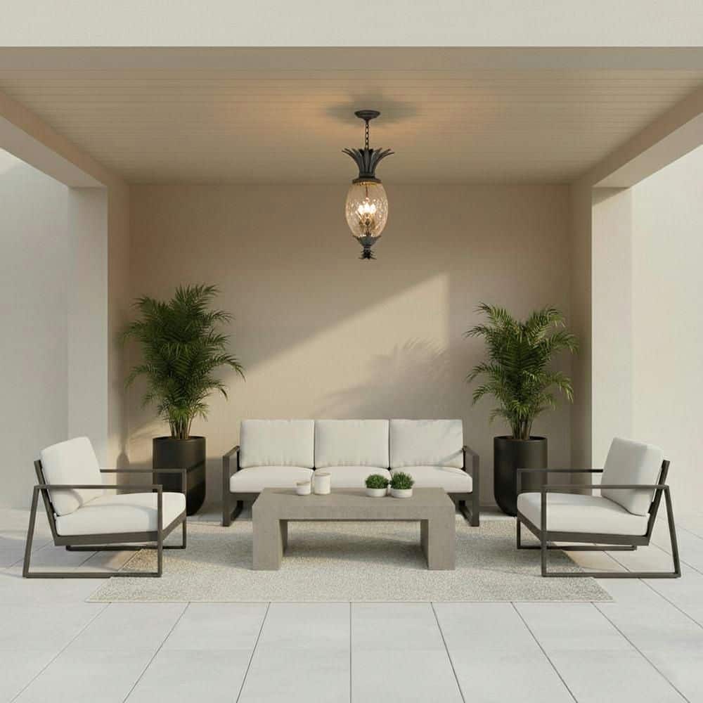 Plantation 4-Light Museum Black Outdoor Pendant Light price history on PriceWatchPro
