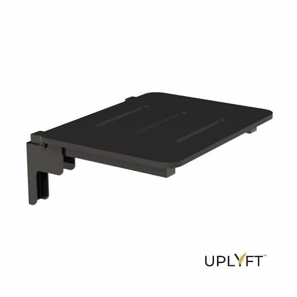 UPLYFT 18 in. Rectangle Wall Mount Folding Shower Seat with Black Phenolic Slotted Top and Matte Black Base