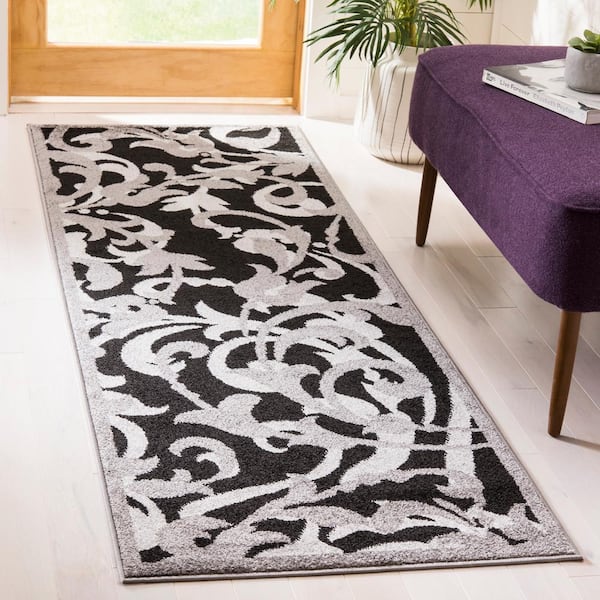 Amherst Anthracite/Light Gray 2 ft. x 7 ft. Border Runner Rug