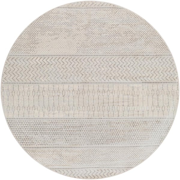 Livabliss Dalach Silver Gray 5 ft. Round Indoor Area Rug