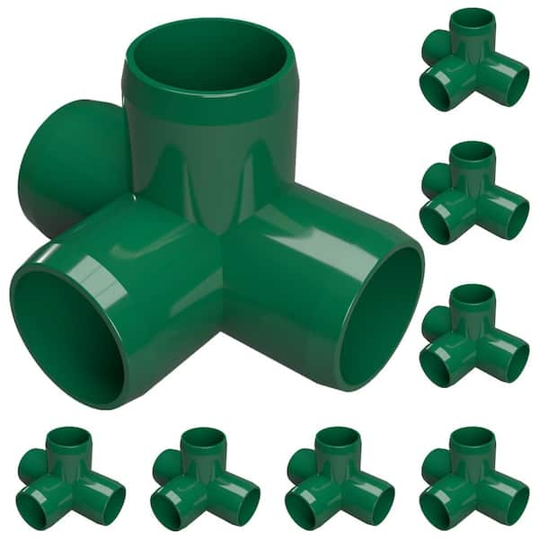 Formufit 3/4 in. Furniture Grade PVC 4-Way Tee in Green (8-Pack)