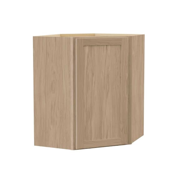 Sinclair 24 in. W x 12 in. D x 30 in. H Assembled Diagonal Corner Wall Kitchen Cabinet in Shaker Light Oak