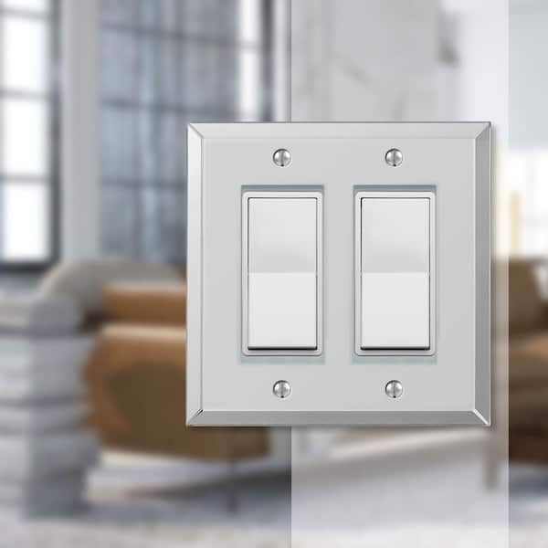Acrylic 2 Gang Rocker Acryilic Wall Plate - Polished Mirror
