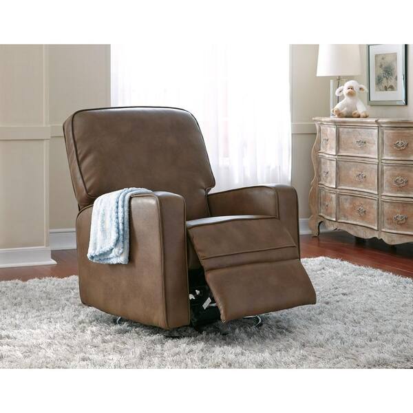 PRI Sutton Chestnut Leather Swivel Recliner