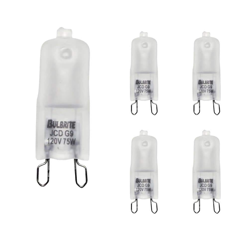 Bulbrite 75-Watt Soft White Light T4 (G9) Bi-Pin Screw Base Dimmable Frost Mini Halogen Light Bulb(5-Pack) -  860832