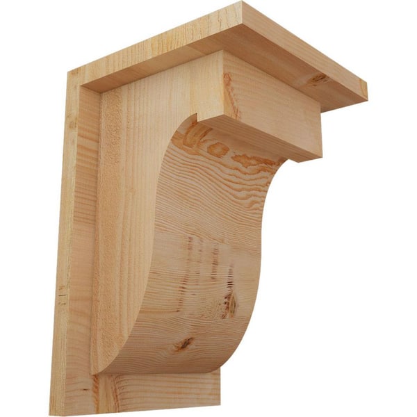 Ekena Millwork 8 in. x 8 in. x 12 in. Douglas Fir Del Monte Rough Sawn Corbel with Backplate