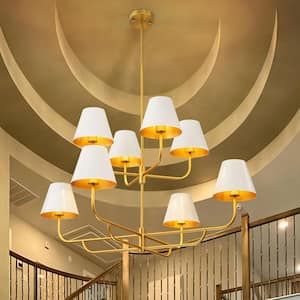 Olive 8-Light Modern White 2-Tiered Oversized Chandelier Cone Sputnik Cluster Branch Chandelier with Cone Metal Shade