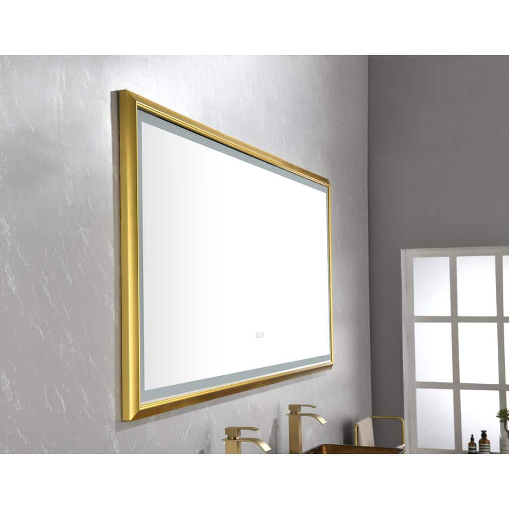 Large Gold Aluminum Frameless LED Bathroom Vanity Mirror