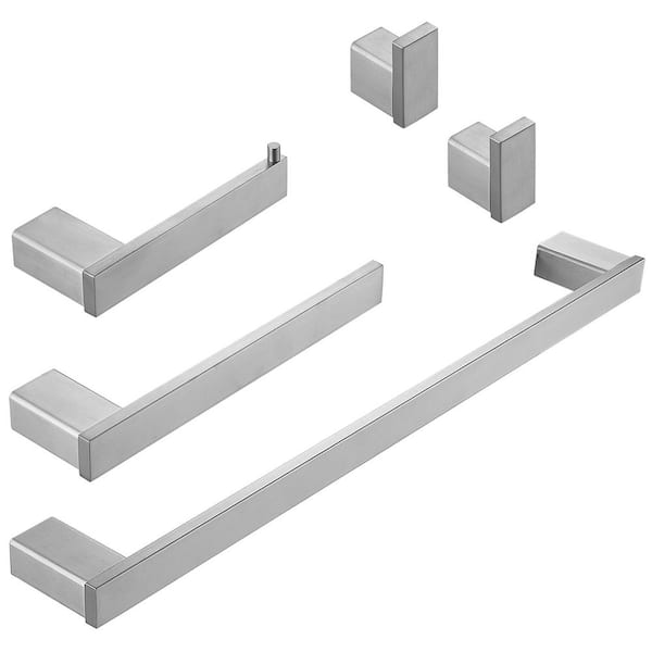 5-Piece Bathroom Hardware Set with Towel Bar Set Stainless Steel Wall Mount Bathroom Accessories Set in Brushed Nickel
