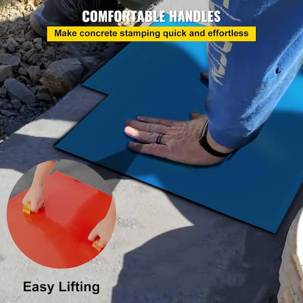 VEVOR Concrete Texturing Skin 24 in. x 24 in. Concrete Stamps Mats Set Polyurethane Concrete Stamping Mats Slate Concrete