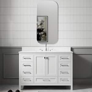 48.4 in. W x 22.2 in. D x 36.6 in. H Single Sink Bath Vanity in White with White Engineered Stone Top