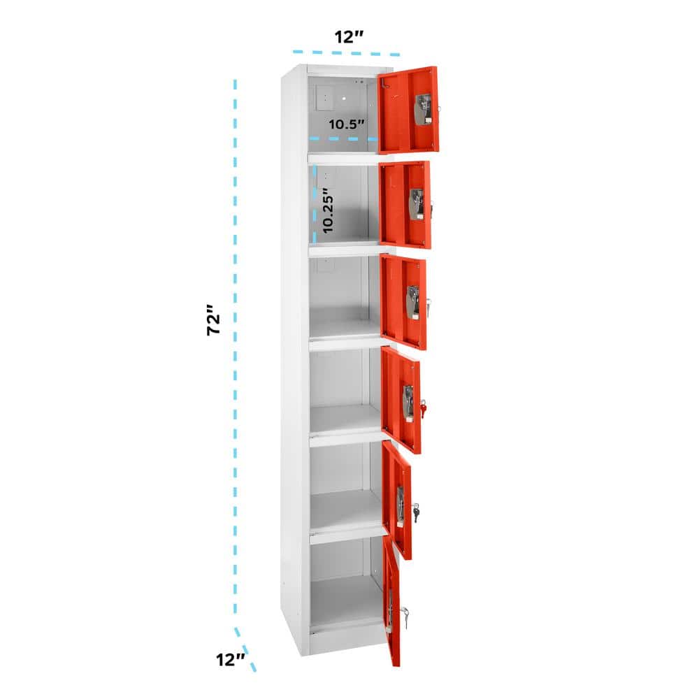 72" Tall Purple Steel 6-Door Freestanding Locker