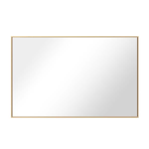 GETLEDEL 36 in. W x 24 in. H Modern Medium Rectangular Aluminum Framed Wall Mounted Bathroom Vanity Mirror in Gold