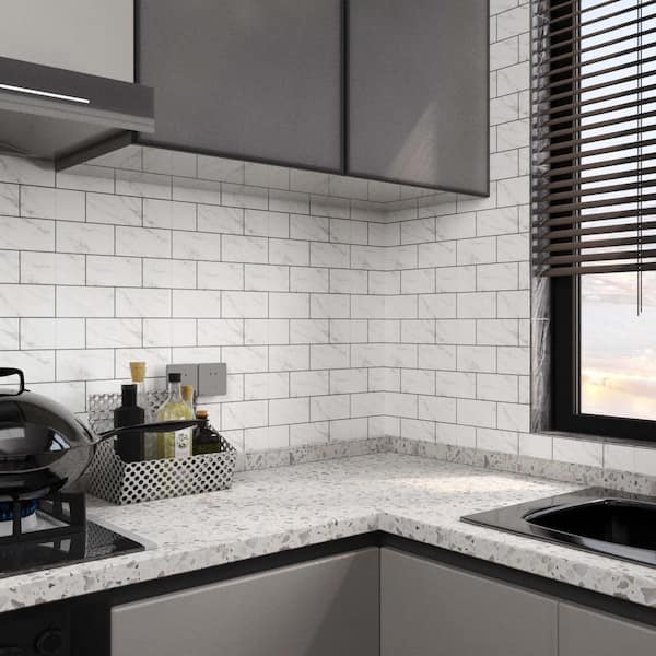 Jeedeson 12 x 12 Vinyl Peel and Stick Backsplash Tile
