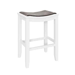 Avant 26 in. White Backless Wood Counter Stool with Fabric Seat