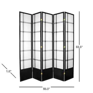 7 ft. Black 5-Panel Room Divider