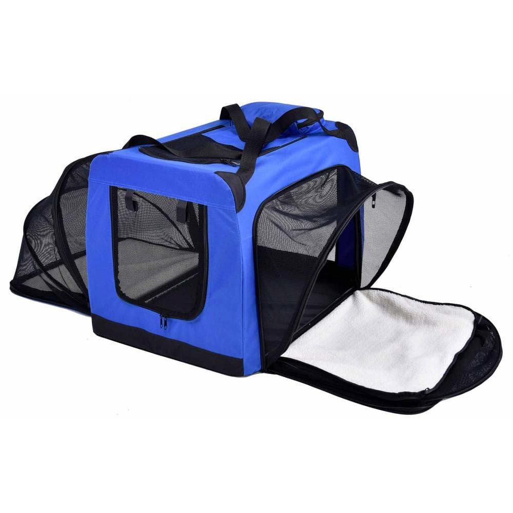 Extra Small Blue Nylon Soft-Folding Expandable Pet Crate