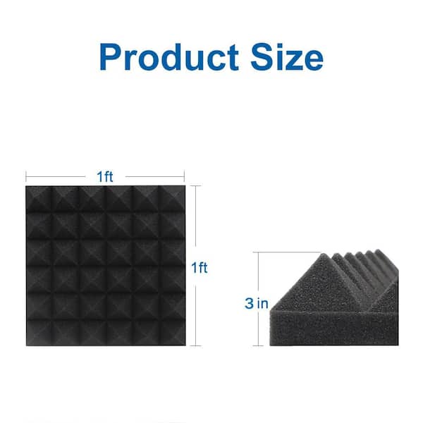 Soundproofing Wall 50 Pack Acoustic Foam Panels 2'x12'x12" - Pyramid ...
