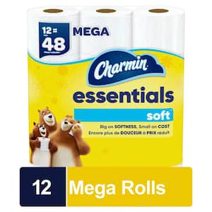 Essentials Soft Toilet Paper Rolls (12 Mega Rolls)