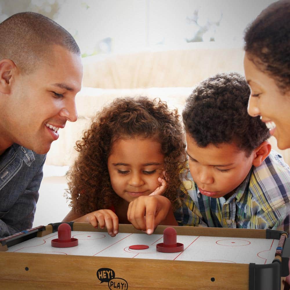 22'' Brown Wood Tabletop Air Hockey Game Set