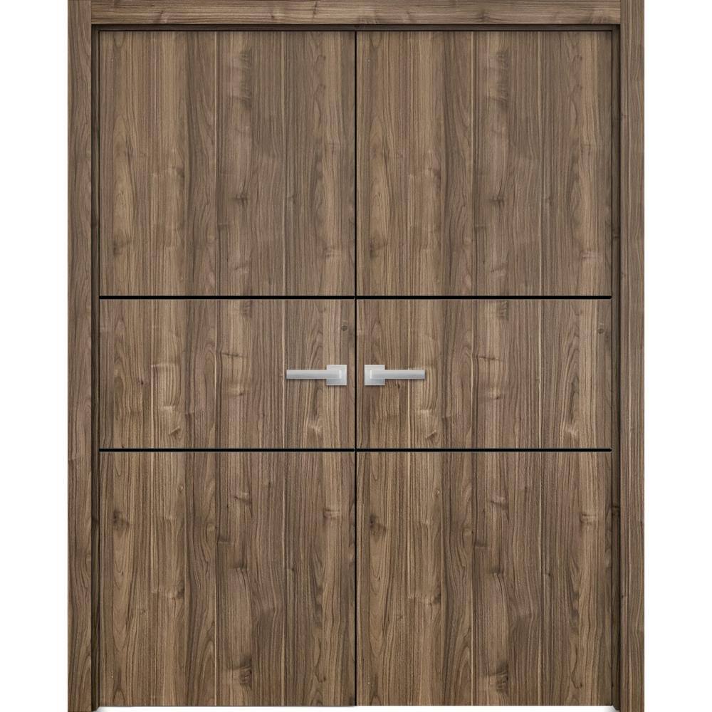 56 in. x 80 in. Walnut Finished Universal/Reversible Frosted Glass Solid Wood Assembly Required Interior Door Kit price history on PriceWatchPro
