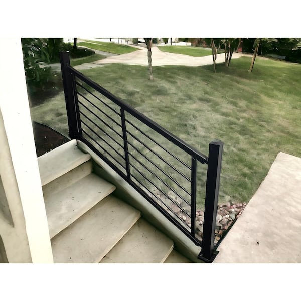 Georgetown 36 in. H x 72 in. W Textured Black Aluminum Rod Stair Railing Kit