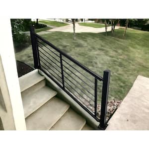 Georgetown 36 in. H x 96 in. W Textured Black Aluminum Rod Stair Railing Kit