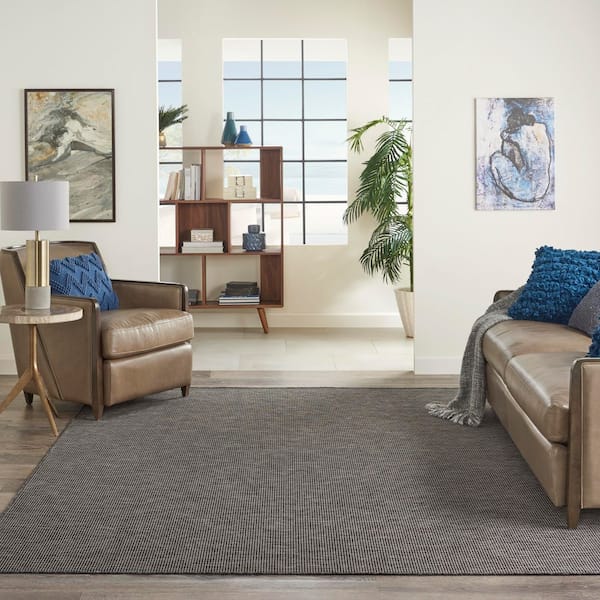 Positano Charcoal 7 ft. x 10 ft. Solid Modern Indoor/Outdoor Patio Area Rug