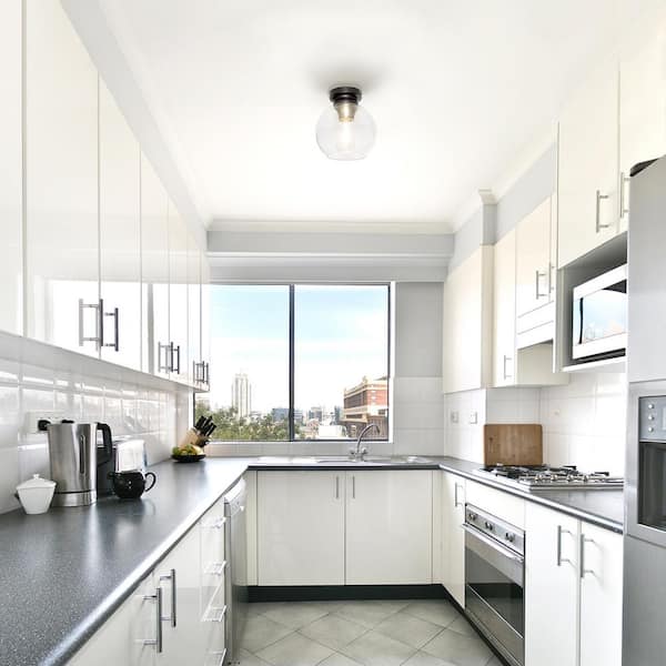 Designers Fountain - Ella 8.25 in. Industrial Vintage Bronze Medium-Base (E26) Bulb Flush Mount for Kitchens