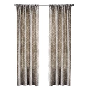 Garden Gate Pewter Floral Cotton 50 in. W x 84 in. L Light Filtering Single Rod Pocket Back Tab Curtain Panel