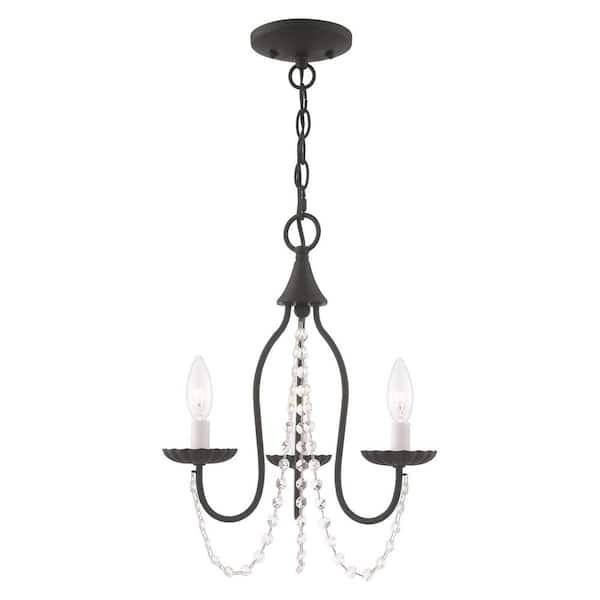 AVIANCE LIGHTING Marlowe 3-Light Black Mini Chandelier with Clear Crystals