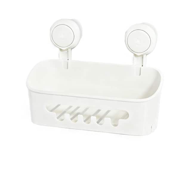1-Piece Removable Waterproof Bathroom Shower Caddy with Suction Cup in White, 22 Lbs Capacity