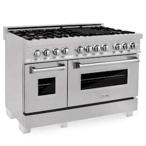 48 in. 7 Burner Double Oven Dual Fuel Range with Brass Burners in Fingerprint Resistant Stainless Steel