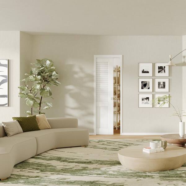 TENONER 32 in. x 80 in. Top-Louver Panel Primed Pine Wood Pocket