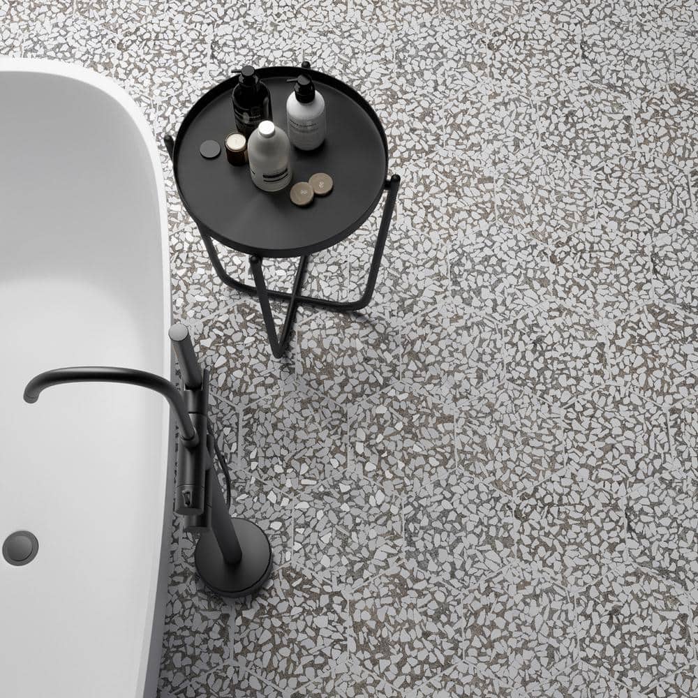 Grigio Terrazzo Look Hexagon Matte Porcelain Floor & Wall Tile